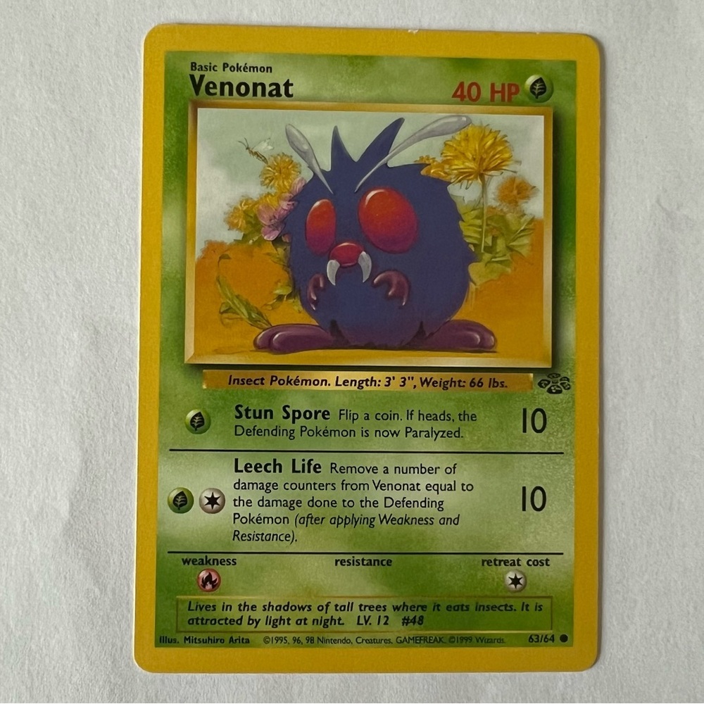 Vintage Pokemon Venonat Playing Card